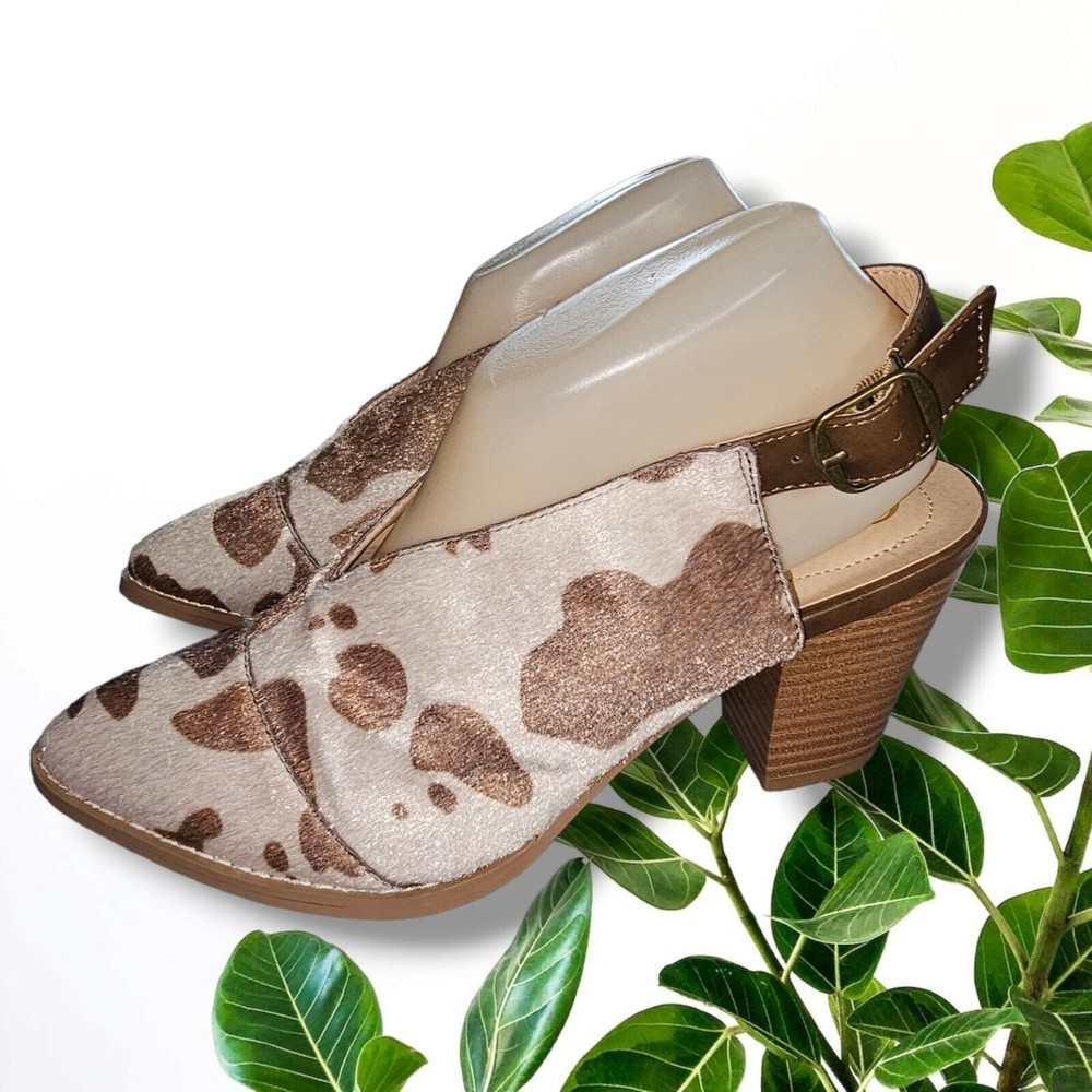 Cato Comfort 1946 Cow Print FaLux Hide Hair Closed Toe Heel Sling Back Shoe Sz 9 - Picture 3 of 14